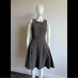 IVANKA TRUMP Taupe Brown Faux Suede Sleeveless Skater Dress 6 S M